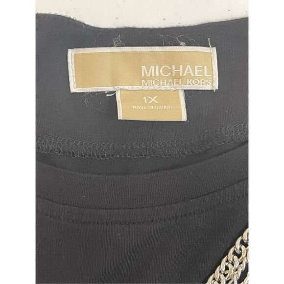 Michael Michael women’s 1X black sleeveless blouse with built in necklace - Picture 6 of 7